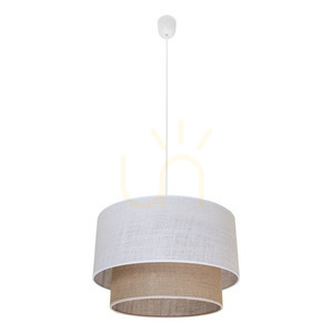 Lampa wisząca BUENO z podwójnym abażurem, jasny i juta, 1xE27 small 0