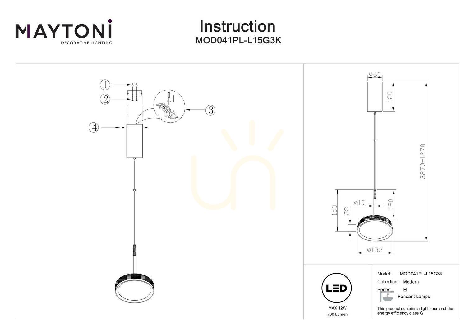 Sprawdź Lampa wisząca EL MOD041PL-L15G3K Maytoni Lampa wisząca EL MOD041PL-L15G3K Maytoni