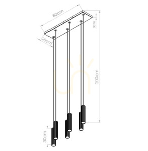 Lampa wisząca IVAR 6L brzoskwiniowa LED 4000K Thoro small 1