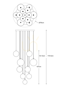 Lampa wisząca Zuma Line MILAN P0606-13B-2GAC Złoty 13xG4 small 1