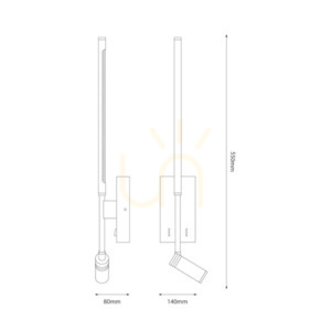 Kinkiet TORCH czarny, LED 6 W + 3 W, 4000 K, z uchylnym punktem do czytania small 5