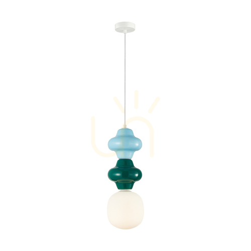 Sprawdź Lampa wisząca Italux Latera niebiesko-zielona z białym kloszem E14 18 cm PND-94331A-1S-MLTI