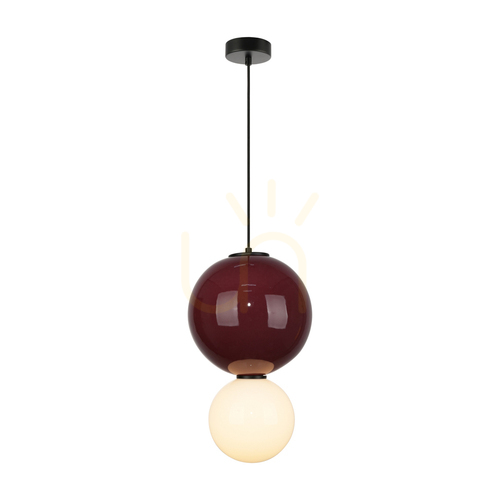 Sprawdź Lampa wisząca Italux Pieve LED bordowa 25 cm szkło ceramika PND-95221-1L-PRP