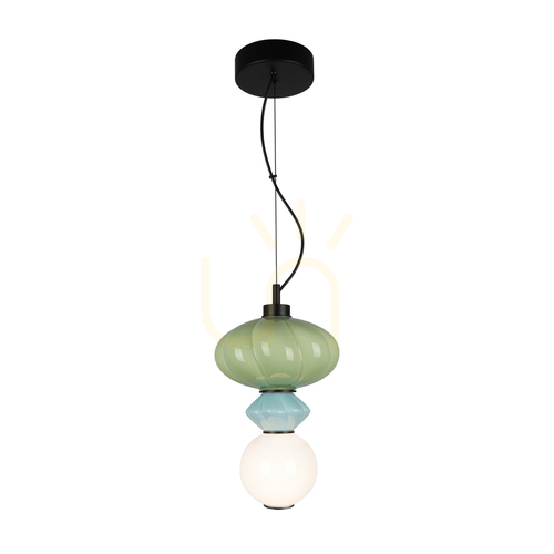 Sprawdź Lampa wisząca Italux Tordi LED 8 W zielono-niebieska z opalowym szkłem Ø20 cm PND-94721-1A-MLTI