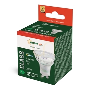 Led Gu10 230 V 2.5 W Smd A Class Ww Z Soczewką Szklana 38st Spectrum small 1