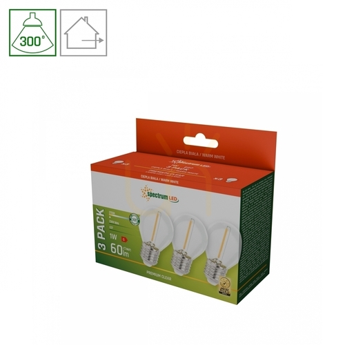 Sprawdź Led Kulka E 27 230 V 1 W Cog Ww Clear Spectrum 3 Pack