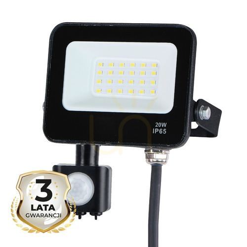 Sprawdź Czarny Naświetlacz Led 20 W 4000 K Pir IP65