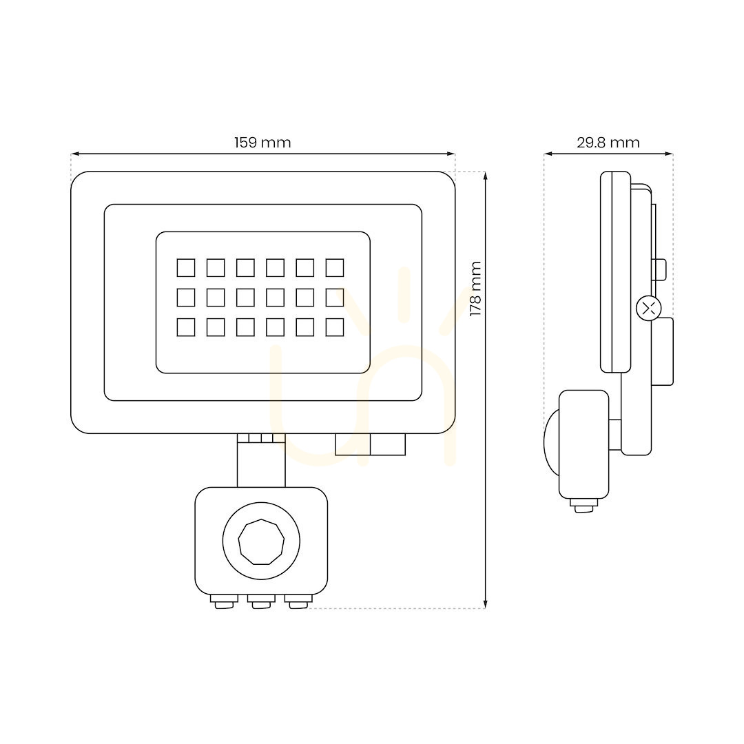 Obejrzyj Czarny Naświetlacz Led 30 W 4000 K Pir IP65 Czarny Naświetlacz Led 30 W 4000 K Pir IP65