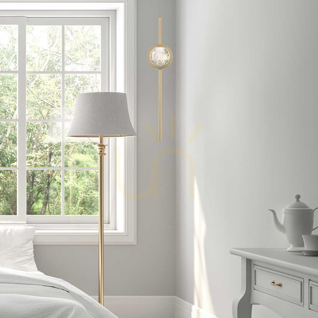 Zobacz Lampa wisząca BARLETTA - 1 źródło światła - Szczotkowane złoto QUINTIESSE Lampa wisząca BARLETTA - 1 źródło światła - Szczotkowane złoto QUINTIESSE