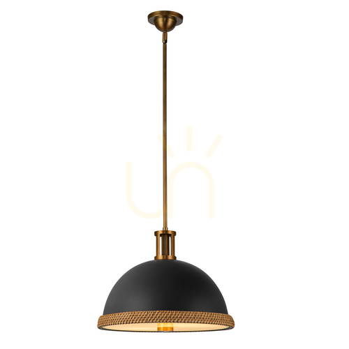 Sprawdź Lampa wisząca DORAL - 2 źródła światła - Matowa czerń, vintage mosiądz QUINTIESSE
