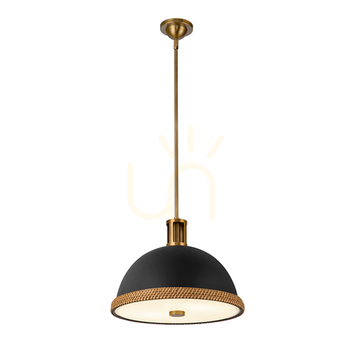 Sprawdź Lampa wisząca DORAL - 2 źródła światła - Matowa czerń, vintage mosiądz QUINTIESSE