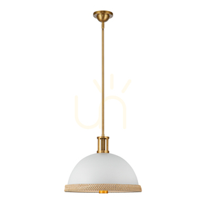 Lampa wisząca DORAL - 2 źródła światła - Matowa biel, vintage mosiądz QUINTIESSE small 1