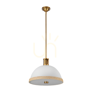 Lampa wisząca DORAL - 2 źródła światła - Matowa biel, vintage mosiądz QUINTIESSE small 7