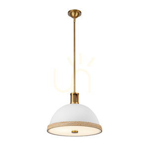 Lampa wisząca DORAL - 2 źródła światła - Matowa biel, vintage mosiądz QUINTIESSE small 0