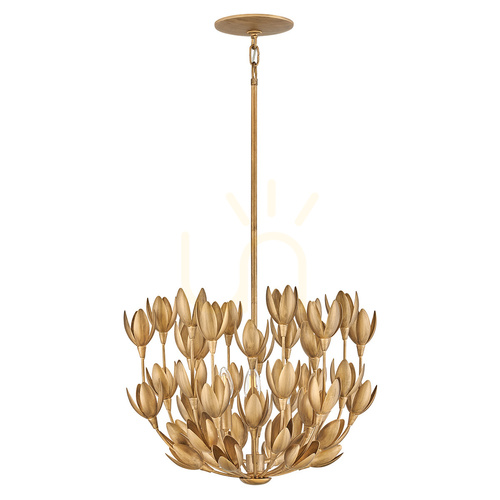 Sprawdź Lampa wisząca FLORA - 3 źródła światła - Oksydowane złoto QUINTIESSE