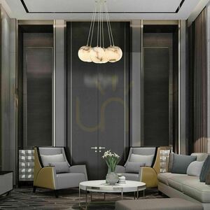 Duża lampa wisząca KEPLER - 7 źródeł światła - Szczotkowane złoto QUINTIESSE 7 Duża lampa wisząca KEPLER - 7 źródeł światła - Szczotkowane złoto QUINTIESSE small 7