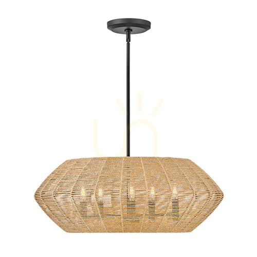Sprawdź Lampa wisząca LUCA - 5 źródeł światła - Czarny, karmelowy beż QUINTIESSE