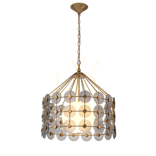 Sprawdź Lampa wisząca MERIDIAN - 3 źródła światła - Przecierane złoto QUINTIESSE