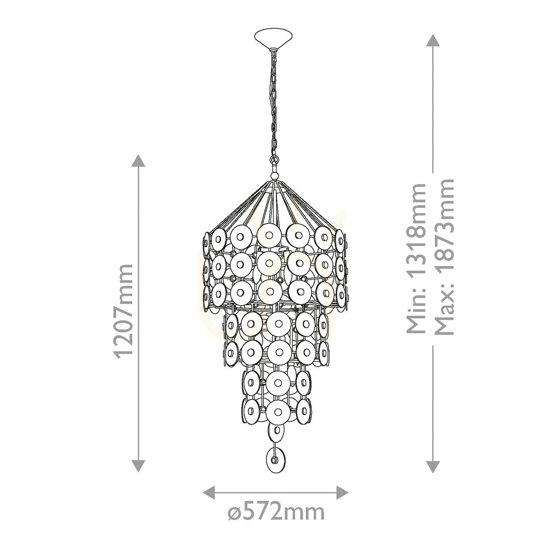 Obejrzyj Lampa wisząca MERIDIAN - 9 źródeł światła - Przecierane złoto QUINTIESSE Lampa wisząca MERIDIAN - 9 źródeł światła - Przecierane złoto QUINTIESSE