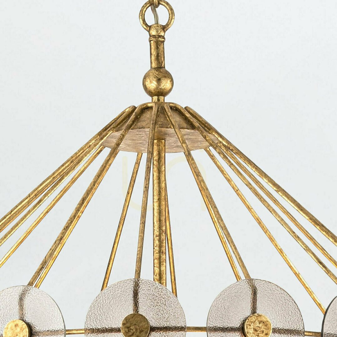Sprawdź Lampa wisząca MERIDIAN - 9 źródeł światła - Przecierane złoto QUINTIESSE Lampa wisząca MERIDIAN - 9 źródeł światła - Przecierane złoto QUINTIESSE