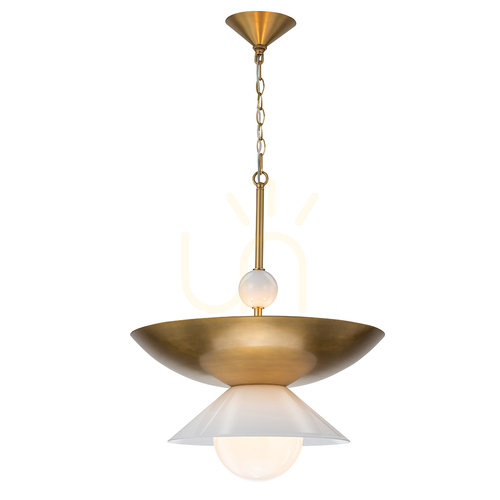 Sprawdź Duża lampa wisząca SAUCER - 4 źródła światła - Postarzany mosiądz QUINTIESSE