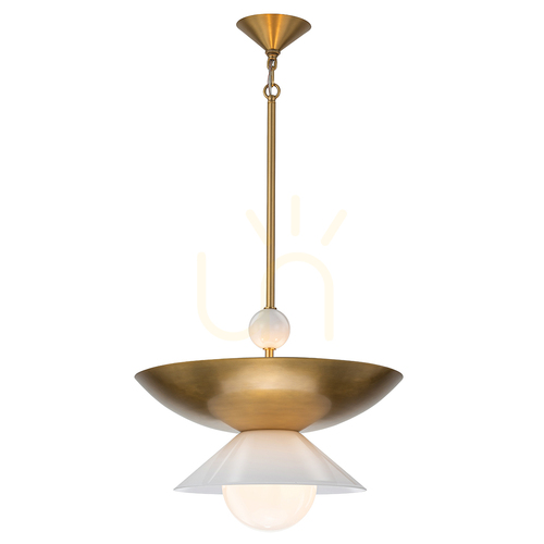 Sprawdź Duża lampa wisząca SAUCER - 4 źródła światła - Postarzany mosiądz QUINTIESSE