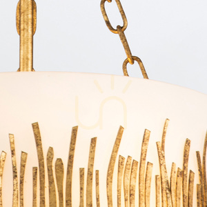 Lampa wisząca SAWGRASS - 3 źródła światła - Płatkowe złoto QUINTIESSE small 1