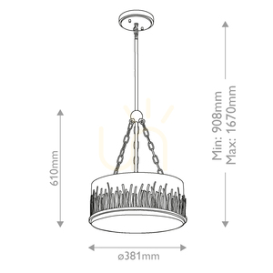 Lampa wisząca SAWGRASS - 3 źródła światła - Płatkowe złoto QUINTIESSE small 2