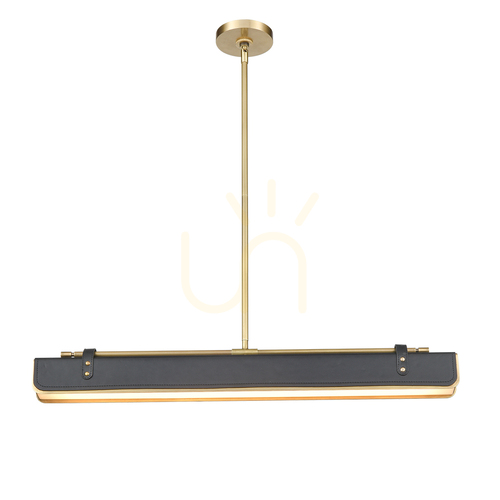 Sprawdź Lampa wyspowa LED VALISE - Vintage mosiądz, skóra smokingowa QUINTIESSE