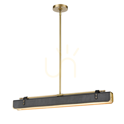 Sprawdź Lampa wyspowa LED VALISE - Vintage mosiądz, skóra smokingowa QUINTIESSE
