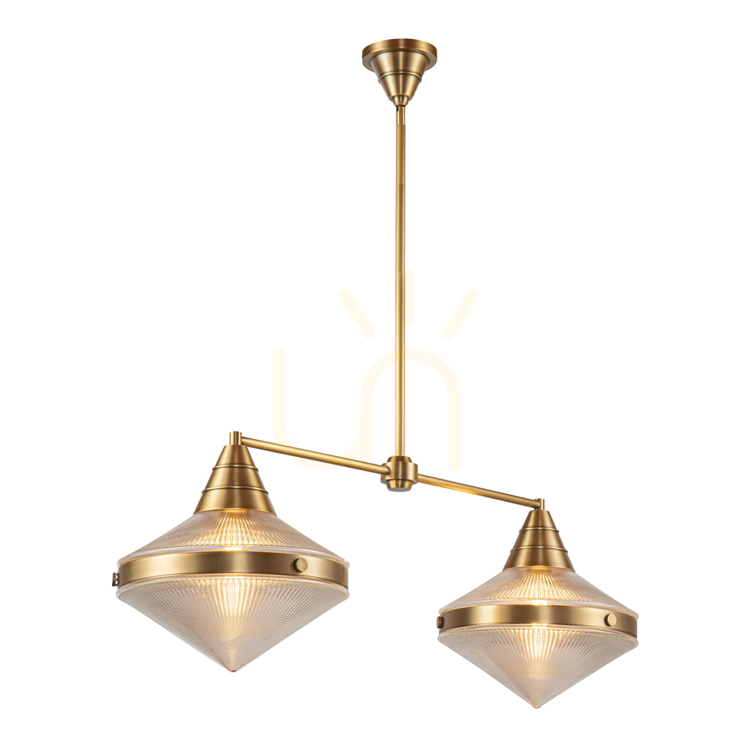 Zobacz Lampa wyspowa WILLARD - 2 źródła światła - Vintage mosiądz QUINTIESSE Lampa wyspowa WILLARD - 2 źródła światła - Vintage mosiądz QUINTIESSE