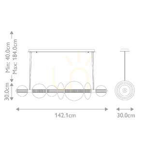 Lampa wyspowa ATOMO - 7 źródeł światła - Polerowany chrom QUINTIESSE small 2