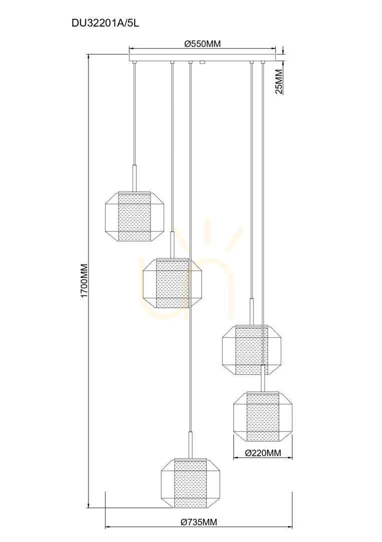 Zobacz Lampa wisząca Zuma Line SOLIX DU32201A/5L Czarny 5xE27 Lampa wisząca Zuma Line SOLIX DU32201A/5L Czarny 5xE27