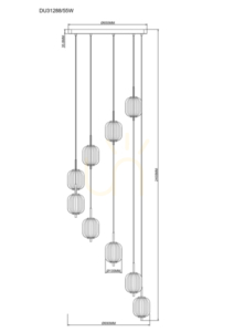 Lampa wisząca Zuma Line AKARI DU31288/55W, LED 55 W, 3274 lm, CCT 3000/4500/6500 K, złota, szer. 63 cm, wys. 240 cm small 1