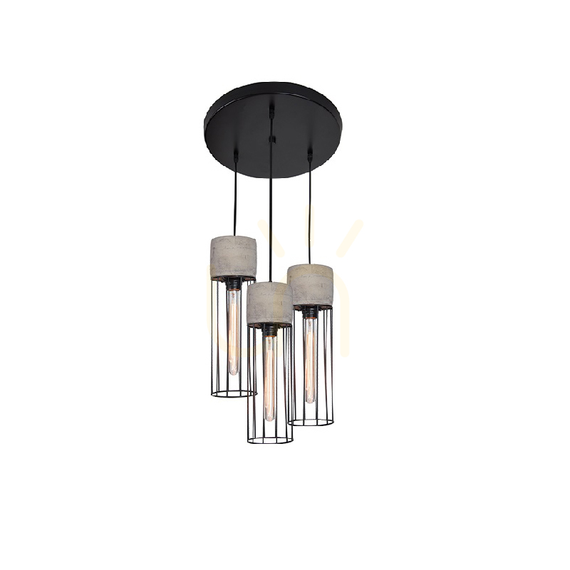 Sprawdź Lampa wisząca Zambelis betonowa czarna 3xE27 38 cm Lampa wisząca Zambelis betonowa czarna 3xE27 38 cm