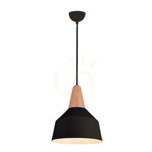 Lampa wisząca Zambelis czarna matowa 1xE27 aluminiowo-drewniana 23 cm small 2