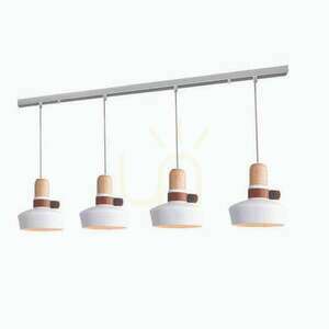 Lampa wisząca Zambelis biała matowa 4xE27 metal skóra drewno small 0