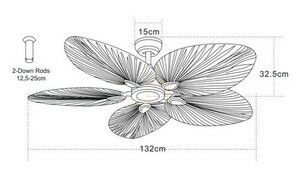 Lampa wisząca Zambelis FAN Coffee Palm Leaf brązowa 132 cm small 2