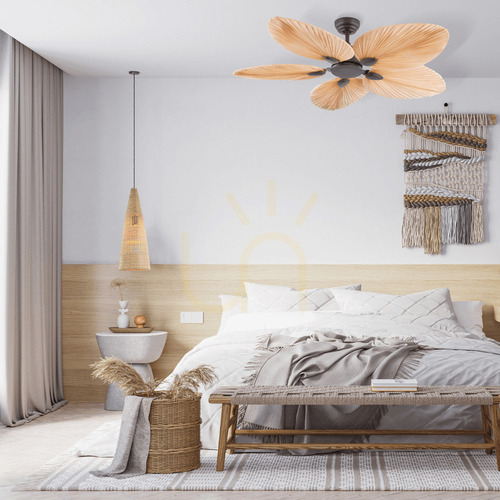 Sprawdź Lampa wisząca Zambelis FAN Coffee Palm Leaf brązowa 132 cm