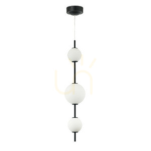 Lampa wisząca LED Zambelis czarna matowa szkło opalowe 12W 3000K 16 cm small 1