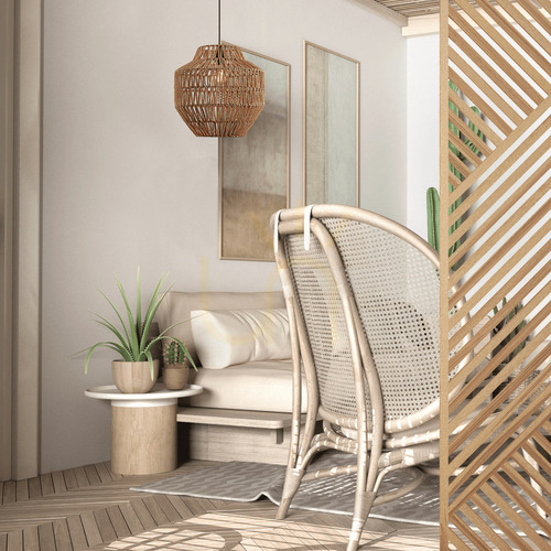 Sprawdź Lampa wisząca Zambelis Paper Rope beżowa E27 40 cm