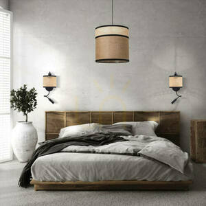 Lampa wisząca Zambelis beżowa naturalna 1xE27 40 cm burlap small 0