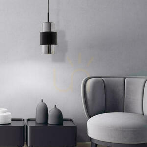 Lampa wisząca Zambelis 22002 czarna matowa, chromowane szkło, E27, Ø13 cm small 0