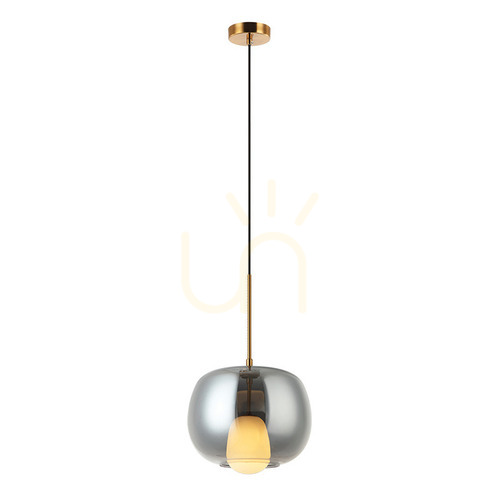 Sprawdź Lampa wisząca Zambelis G9 dymione szkło złoty mat 30 cm