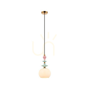 Lampa wisząca Zambelis antyczny mosiądz szkło opalowe E27 21 cm small 1