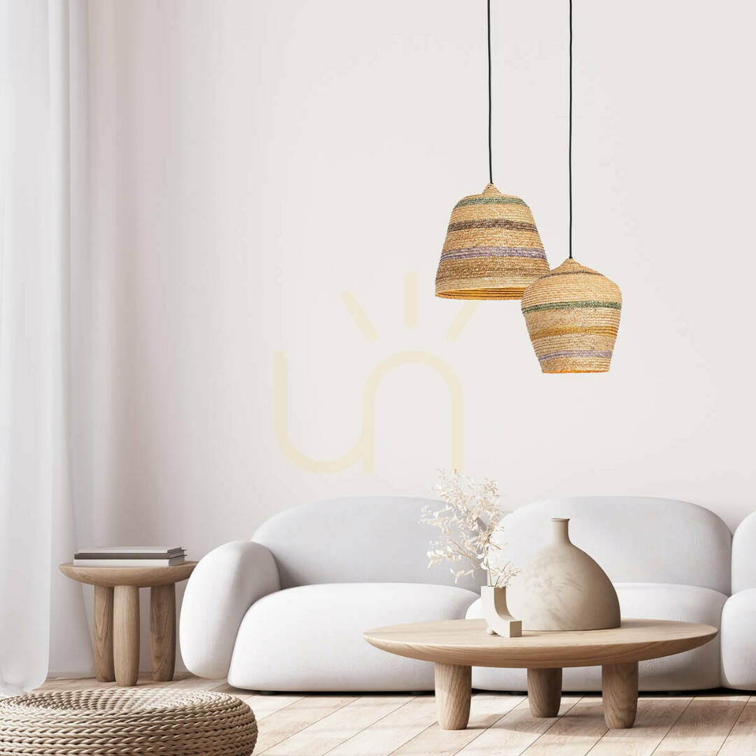 Sprawdź Lampa wisząca Zambelis naturalna czarno-piaskowa pleciona pszenica E27 28 cm Lampa wisząca Zambelis naturalna czarno-piaskowa pleciona pszenica E27 28 cm