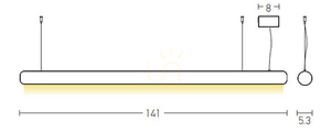 Lampa wisząca LED Zambelis 45W brązowa 141 cm opalowa biała small 2