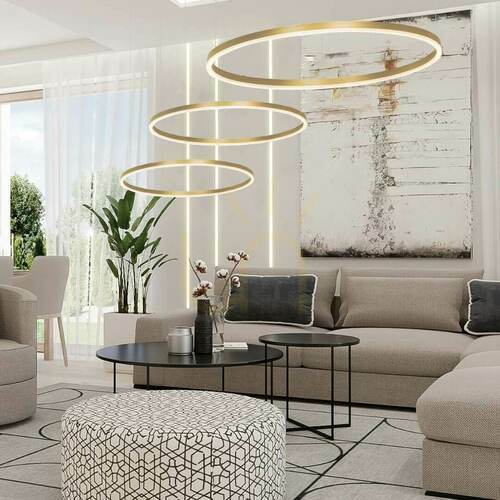 Sprawdź Lampa wisząca Zambelis złota mat 55W LED 3000K Ø80 cm aluminium akryl