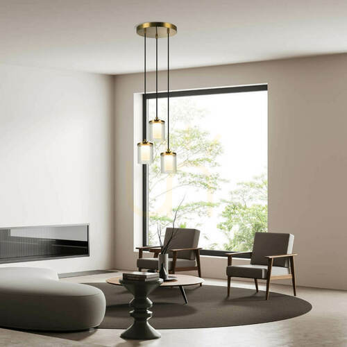 Sprawdź Lampa wisząca LED Zambelis złoty mat 20W 3000K metal szkło 30 cm
