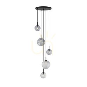 Lampa wisząca Zambelis czarna metalowo-szklana 5xG9 45 cm small 1